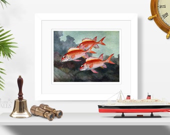 HASHIME MURAYAMA FISH Art - Tropical Fish Art, Mid-Century Art, Animal Art, Marine Life Print, Nautical Decor, Beach House Decor