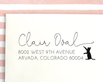 Return Address Stamp Cat, Gifts for Cat Lovers, Self inking stamp, Cat Address Labels, Cat Lady gift, Return Address Labels Cat, No. 112