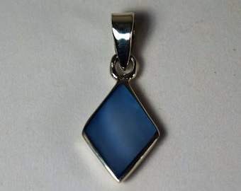 Sterling Silver diamond shape with blue gemstone Pendant