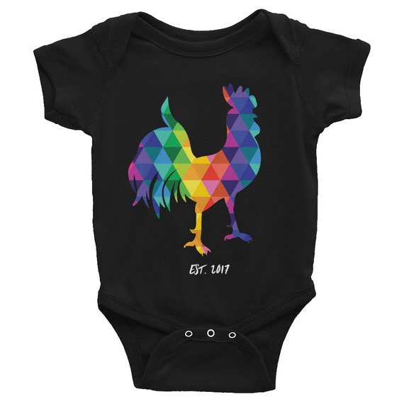 CUSTOM Infant Bodysuit Colorful Onesie Rainbow Rooster Cute Onesie Funny Onesie Gifts for Baby Shower Gifts