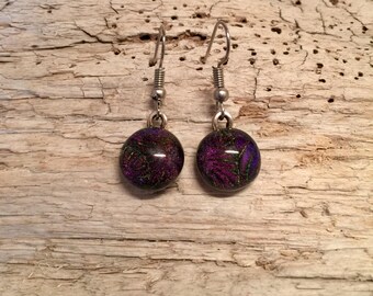 Jewelry, Dichroic glass jewelry, dichroic glass, handmade dichroic glass, fused glass, fused glass earrings, Dichroic Glass Dangle earrings