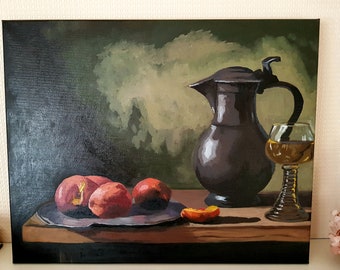 Original Still Life Oil Painting on Canvas 18"x14" Realism