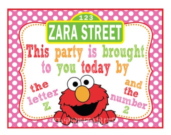 This Party Is Brought To You by...Elmo Sesame Street sign- Customized Digital File