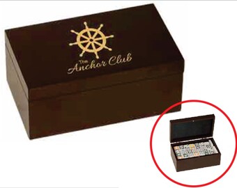 LASER ENGRAVED Custom Dominos Set - Rosewood Finish Dominos Set - Custom Personalized Dominos Set - Black, Gold or Silver Engraving