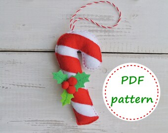 Felt Christmas Candy, Christmas Candy Cane Pattern, Felt Christmas Pattern, Felt Pattern, Felt Candy, Christmas Ornaments, PDF Felt Pattern