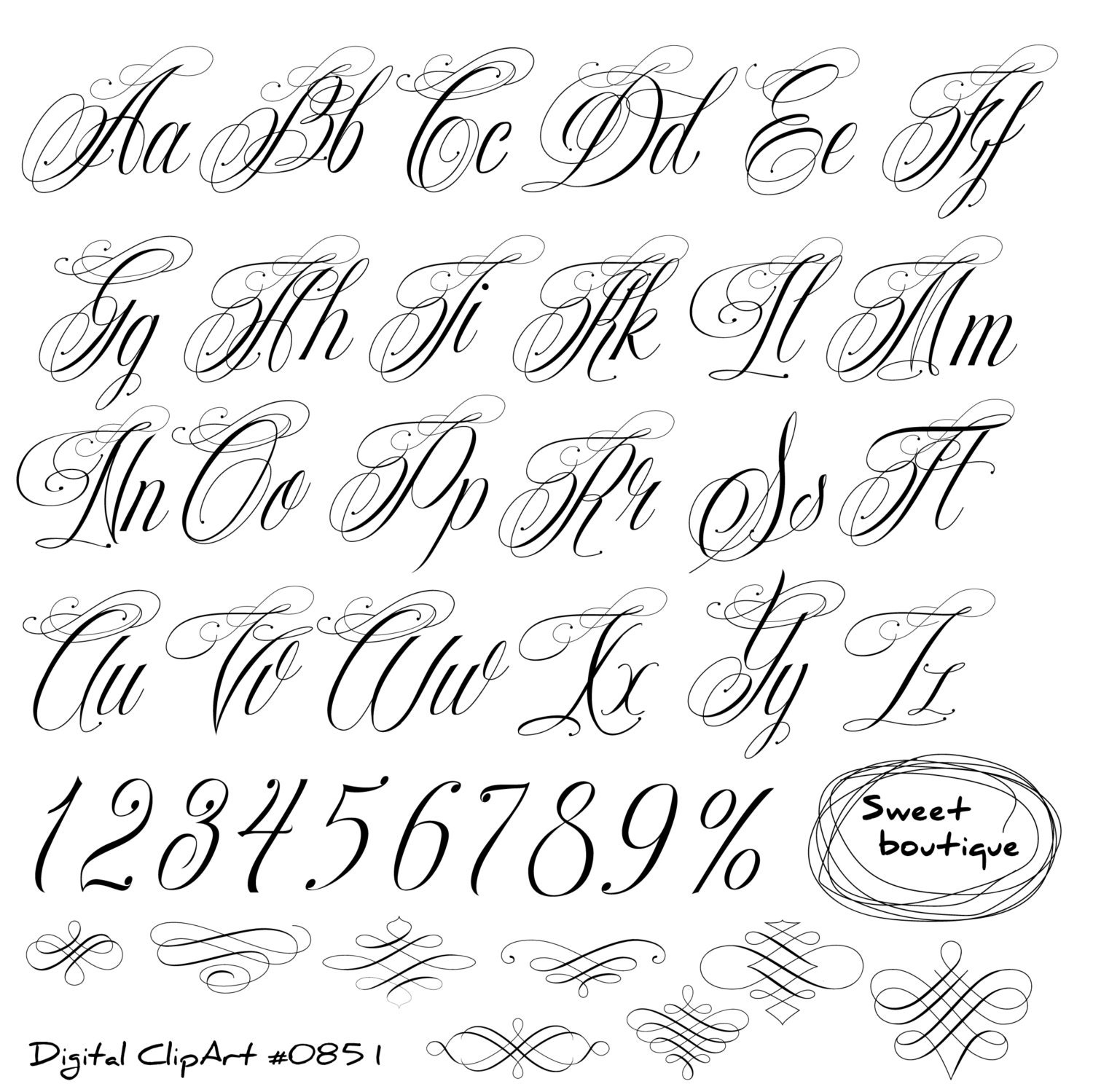 Handwritten Alphabet Calligraphy Alphabet Clip Art