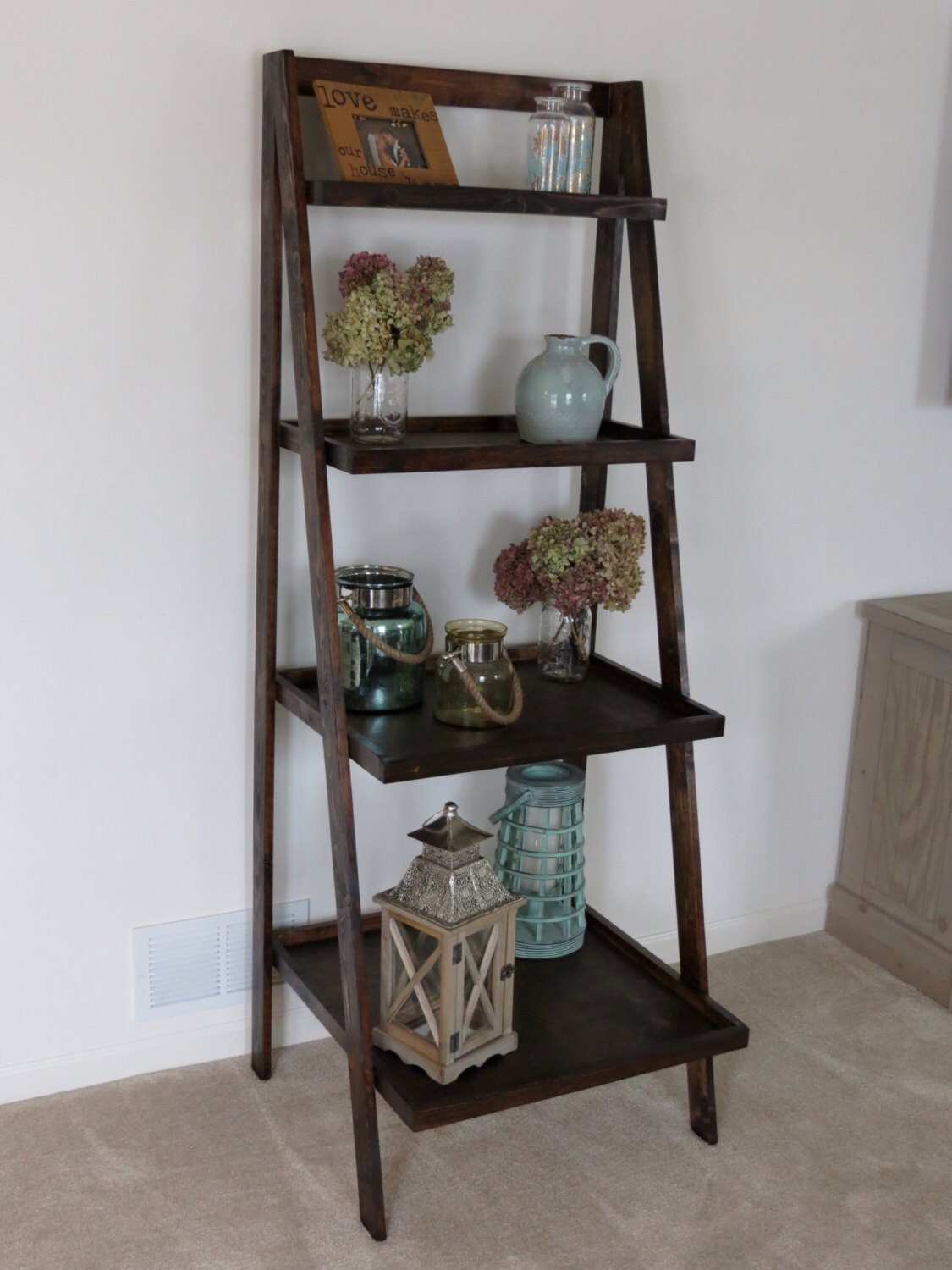 Rustic Ladder Shelves