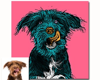 Custom pet portrait. dog portrait from your photos. Andy Warhol portrait. pop art your dog. customized pet portrait. digital print