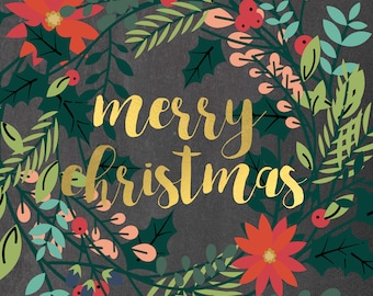 Merry Christmas Wreath Print