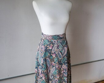 Vintage 1970s Paisley Printed Wrap Skirt