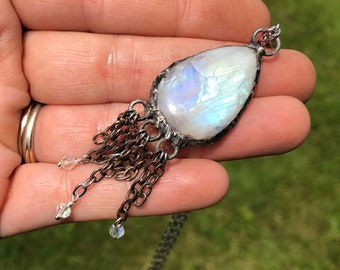 Rainbow Moonstone Pendant Necklace