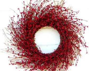 Summer Wreath-Fall Wreath-Red Twig Wreath-Farmhouse Decor-Door Wreath-Holiday Wreath-Red Berry Wreath-Winter Wreath-Door Decor-Wreath-Gifts