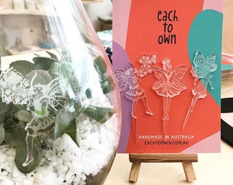 Spritelies - Fairies For Your Little Gardens - Plant Ornaments - Each To Own Originals _ Clear Engraved Acrylic