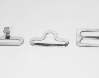 Lot of 500 SILVER metal BOW TIE hardware sets (3 pcs per set = 1500 pieces total) eye + hook + slide - 3/4"