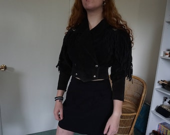 Black Leather Fringe Jacket