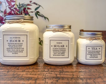 Farmhouse Kitchen Canister Set, Home Decor, Farmhouse Decor, Rustic Decor, Farmhouse Kitchen, Country Kitchen, Rustic Kitchen, Vintage Decor