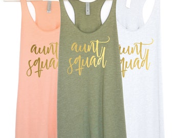 Aunt Squad Tank Top for Women, New Aunt, Aunt to Be,Auntie Gift, Future Auntie, Shirts for Aunts, Auntie Shirts, We're Pregnant - VYL