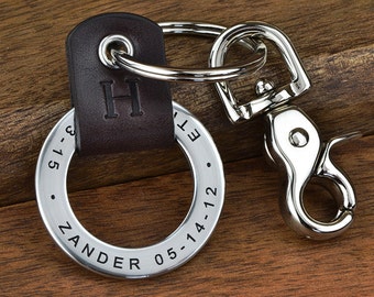 Engraved Leather Keychain, Personalized gift, Dad gift, New Dad gift, Grandpa gift, or Stepdad gift- Your custom text up to 35 characters