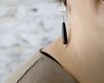 Girlfriend Gift Ideas - Best Friend Gift Ideas - Romantic Dangle Earrings - Elegant Earrings for Her - Seaglass Earrings - Long Earrings