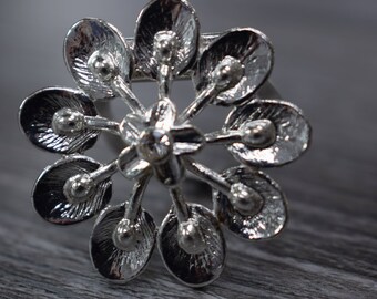 Scarf Clip Scarf Ring Retro Scarf Accessory Silver Tone Floral Design Rhinestone Faux Diamond Diamante Gift