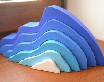 Stacking toy - Wooden iceberg - Wooden puzzle rainbow - Rainbow stacker - Montessori toy - Waldorf toy - DIY project