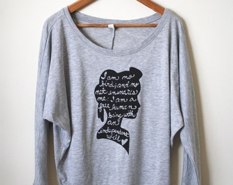 Jane Eyre Quote "I am no bird and no net ensnares me..." Yoga Shirt, Women's Flowy Long Sleeve Tee . MADE TO ORDER