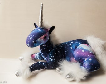 Galaxy Unicorn-Night Light-Light Up-Unicorm Plush-Unicorn Stuffed Animal-Galaxy-Unicorn-Stars-Plushie-Repurposed-Blue-Pruple-Pink-White-