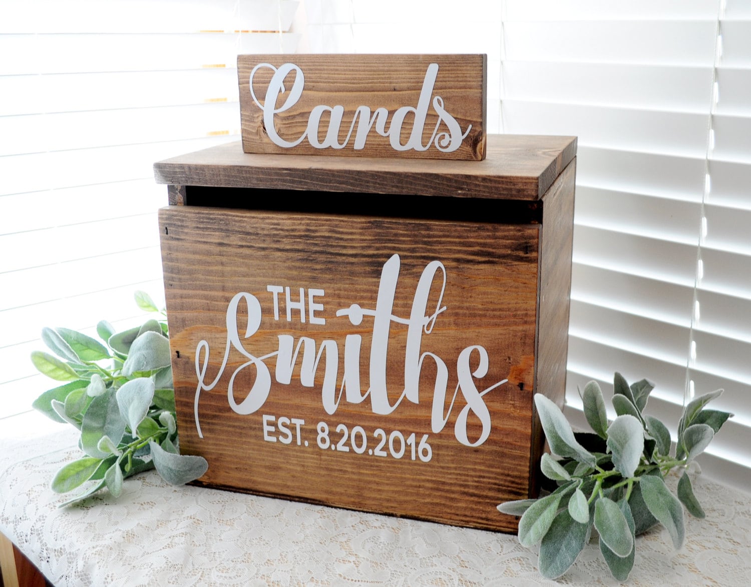 Wedding Card Box Large Rustic Personalized Card box Wooden