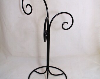Wrought Iron Three Ornament Stand Black
