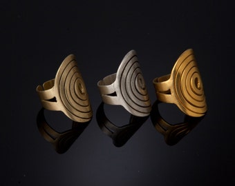 Big Gold Spiral Statment Ring, gold spiral ring, gold plated ring, adjustable ring, statment ring, oval ring, 18k gold plated, swiral