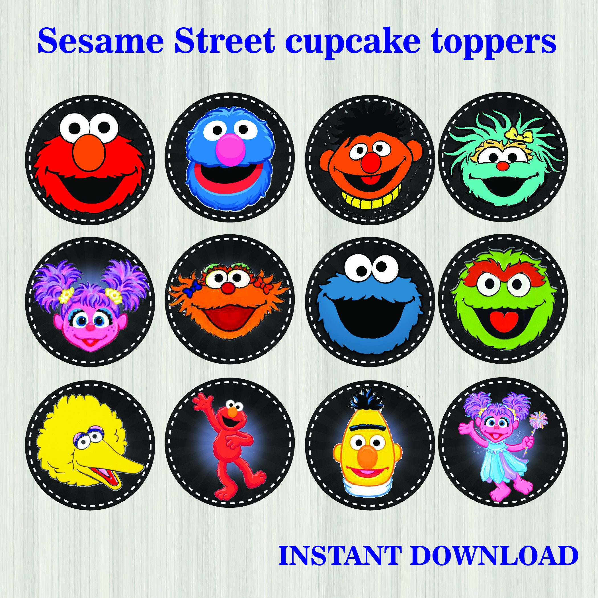 Elmo Cupcake Toppers Sesame Street Printable cake toppers