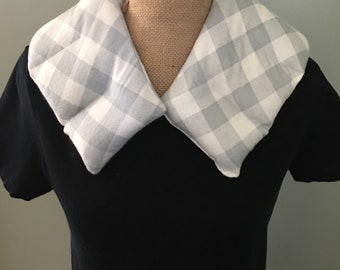 Therapeutic Flax Seed Hot/Cold Neck Wraps - Snuggle Flannel (Gray/White Plaid Flannel)