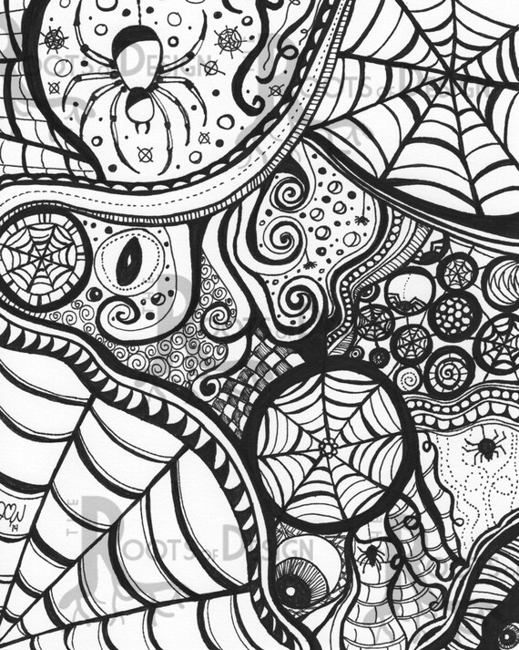 Download INSTANT DOWNLOAD Coloring Page SpiderArt Print zentangle