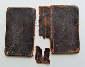 1827 Very Small Antique Leather Book Covers And Blank Paper
