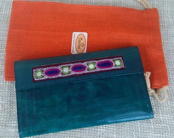 Handmade genuine leather clutch sea green # credit card wallet for women # Monedero de Mujer # iPhone wallet # Christmas gift