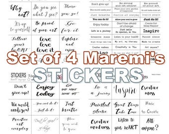 Set of 4 Maremi's Stickers for mixed media, art journaling