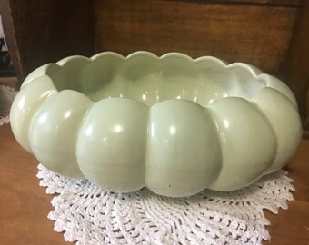 Vintage Hull light green planter. Scalloped edges. Fairy garden