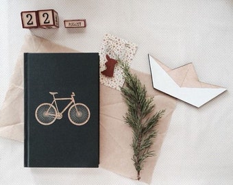 BIKE Notebook, Bicycle Notebook, Unique Sketchbook, Bike Journal, Cyclist Gift, Travel Journal, Personalized Notebook, Bike Diary