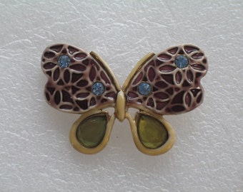 Beautiful Stain Glass Looking Butterfly Brooch Pin