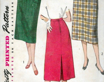 Vintage 1959 Simplicity 4377 "Simple To Make" Skirt Sewing Pattern Size Waist 27" Hip 36"