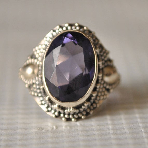 Sterling Silver Amethyst Ring Sz 7.25 #9848