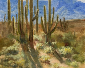 Landscape Painting, Original Painting, Oil Painting, Oil Paintings, Original Paintings, Small Painting, Arizona, Cactus, Canvas, Sue Whitney