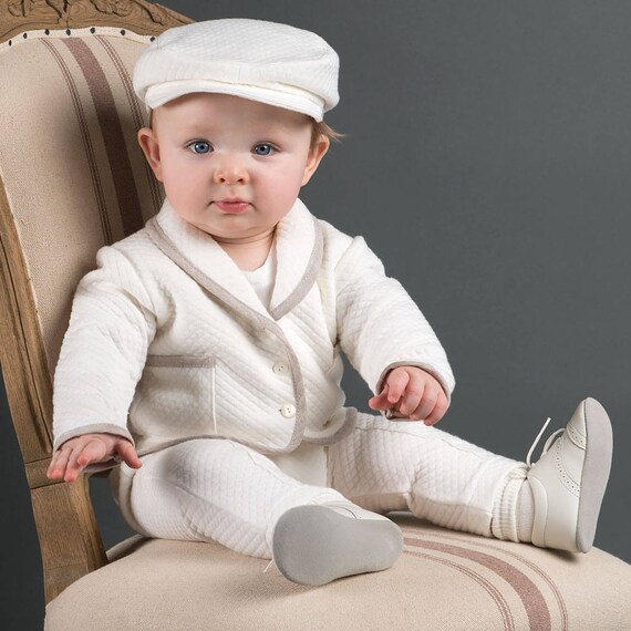 Braden Boys Christening Suit Ivory Quilted Suit Boys Baptism