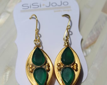 Green Earrings ~ Emerald Earrings ~ For Her ~ Holiday ~ Gift ~ Vermeil