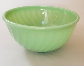 Vintage Anchor Hocking Fire King Jadeite Swirl Milkglass 8" Mixing Bowl