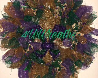 Spiral Mardi Gras Wreath, Mardi Gras Wreath, Mardi Gras, Wreath, New Orleans, Carnival, Louisiana, Fleur di lis
