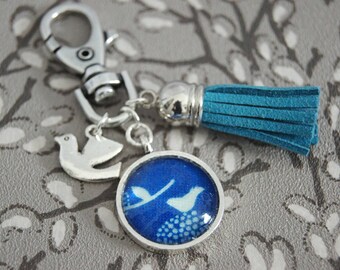 Blue Bird bag charm key chain