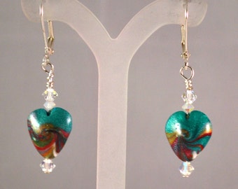 Earrings Handmade, Silver Earrings, Dangle Earrings, Polymer Earrings, Ready to Ship, Drop Earrings, Heart Earrings, Statement Earrings