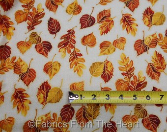 Autumn Fall Gold Metallic Leafs Leaves BY YARDS Timeless Treasure Cotton Fabric