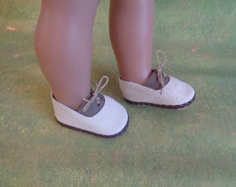Brown and Ecru Oxfords-Doll Shoes Fits 18" American Girl and Boy Dolls-Logans Doll Shoes